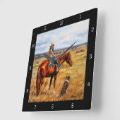 小さな女性のカーボーイオンウシウマ スクエア壁時計 (傾斜)