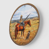 小さな女性のカーボーイオンウシウマ ラージ壁時計 (傾斜)