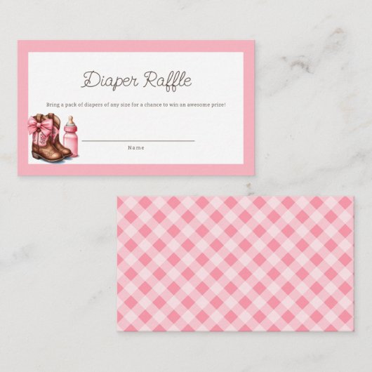 小さな女性のカーボーイピンクウェスタンロデオ赤ちゃんシャワー エンクロージャーカード (正面/裏面)