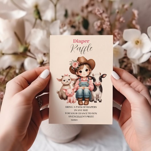 小さな女性のカーボーイベビーおむつラッフル エンクロージャーカード
