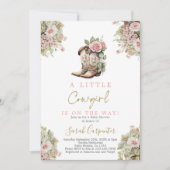 小さな女性のカーボーイベビーシャワーガール招待状 招待状 (正面)