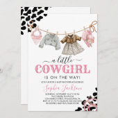 小さな女性のカーボーイワイルドウェスト女性のカーボーイベイビーシャワー 招待状 (正面/裏面)