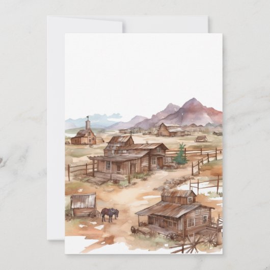 小さな女性のカーボーイワイルドウエストガールベビーシャワー 招待状 (裏面)