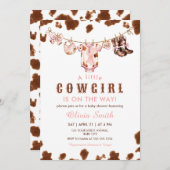小さな女性のカーボーイ西の物干しの赤ちゃんシャワー 招待状 (正面/裏面)