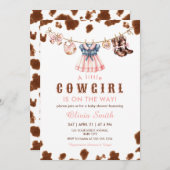 小さな女性のカーボーイ西の物干しの赤ちゃんシャワー 招待状 (正面/裏面)