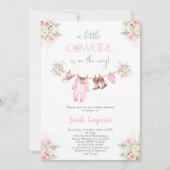 小さな女性のカーボーイ赤ちゃんシャワー女の子 招待状 (正面)