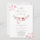 小さな女性のカーボーイ赤ちゃんシャワー女の子 招待状 (正面)