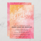 小さな女性の赤ちゃんシャワー（ピンク/オレンジ） 招待状 (正面/裏面)