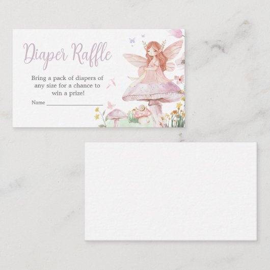 小さな妖精お洒落赤ちゃんシャワーおむつラッフル エンクロージャーカード (正面/裏面)