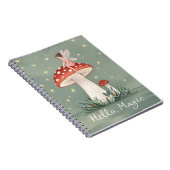 小さな妖精がキノコの上に止まっ白熱［赤熱］光を放つて ノートブック (右側)