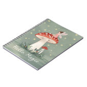 小さな妖精がキノコの上に止まっ白熱［赤熱］光を放つて ノートブック (左側)