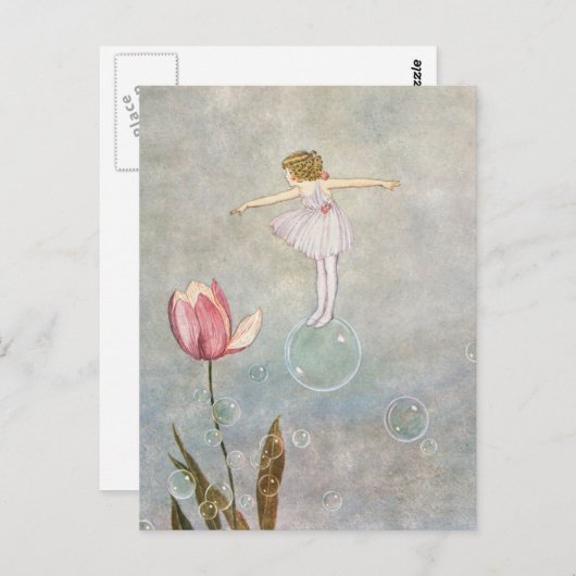 小さな妖精が泡を吹く ポストカード (正面/裏面)