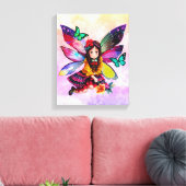 小さな妖精が花を持つ キャンバスプリント (インサイチュ (リビング))