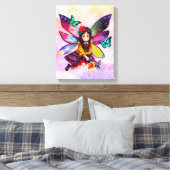 小さな妖精が花を持つ キャンバスプリント (インサイチュ (寝室))