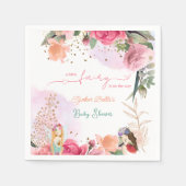 小さな妖精が途中の女の子の赤ちゃんシャワー スタンダードカクテルナプキン (正面)