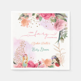 小さな妖精が途中の女の子の赤ちゃんシャワー スタンダードカクテルナプキン