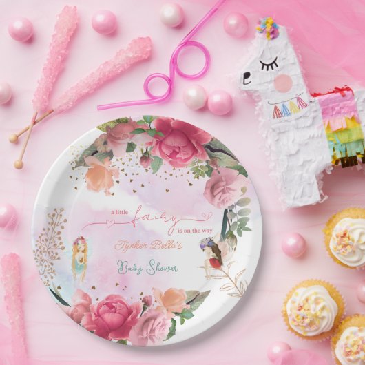 小さな妖精が途中の女の子の赤ちゃんシャワー ペーパープレート (パーティー)