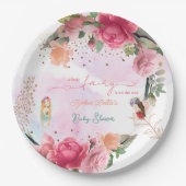 小さな妖精が途中の女の子の赤ちゃんシャワー ペーパープレート (正面)