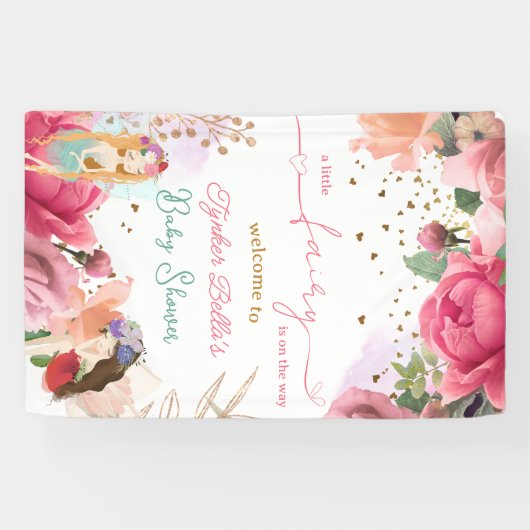 小さな妖精が途中の女の子の赤ちゃんシャワー 横断幕 (横)