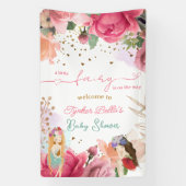 小さな妖精が途中の女の子の赤ちゃんシャワー 横断幕 (縦)