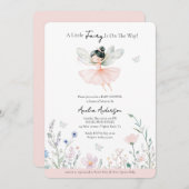 小さな妖精が野生の花の侵入に向かっている 招待状 (正面/裏面)