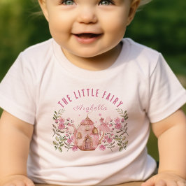 小さな妖精とティーポットの誕生日 ベビーTシャツ