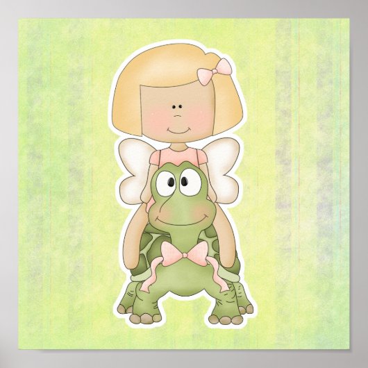 小さな妖精の女の子が亀に乗って ポスター (正面)