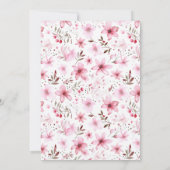 小さな妖精の女の子の赤ちゃんシャワーBohoピンクの花 招待状 (裏面)