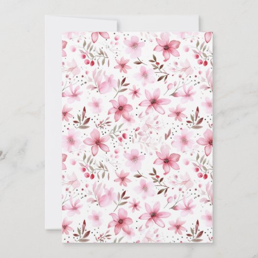 小さな妖精の女の子の赤ちゃんシャワーBohoピンクの花 招待状 (裏面)