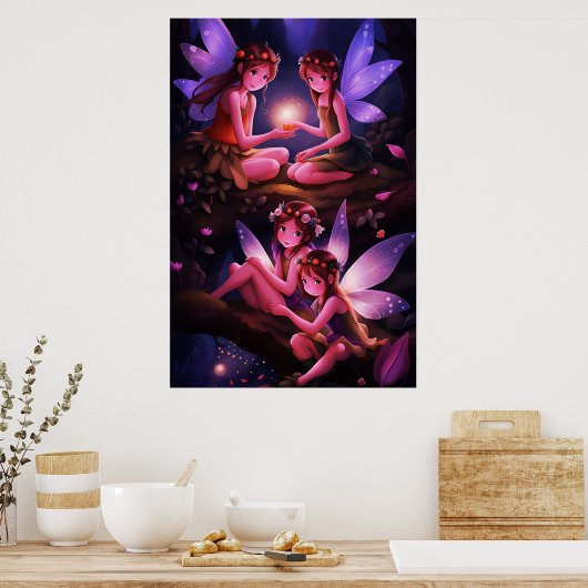 小さな妖精の女の子 ポスター (キッチン)