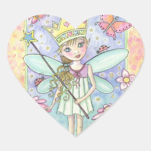 小さな妖精の姫ハートステッカー ハートシール (正面)