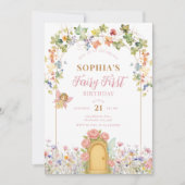 小さな妖精の最初のドアの誕生日 招待状 (正面)