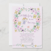 小さな妖精の気まぐれな花の庭ガールベビーシャワー 招待状 (正面)