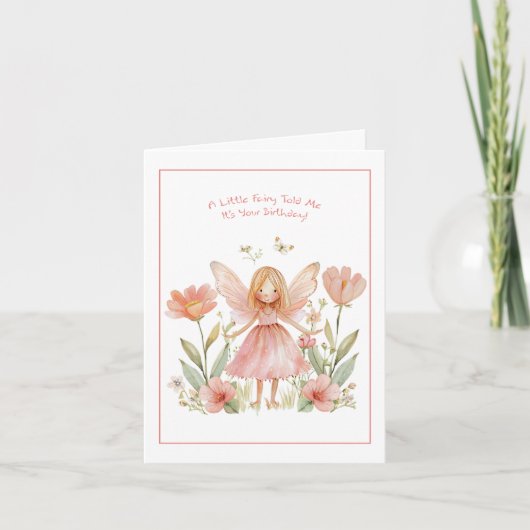 小さな妖精の水色の誕生日カード カード (正面)