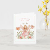 小さな妖精の水色の誕生日カード カード (黄色い花)