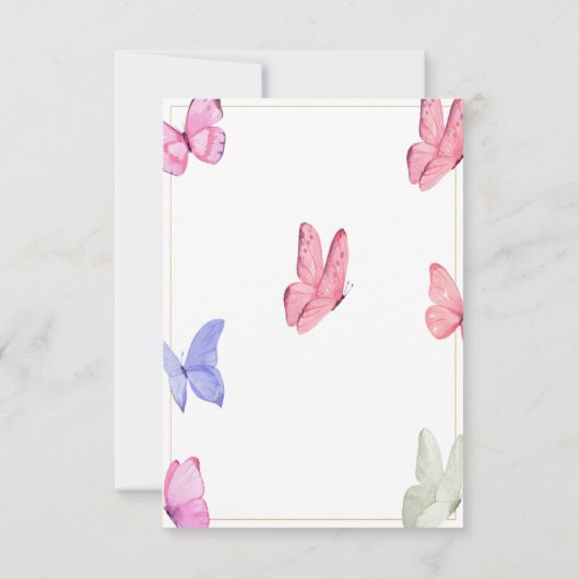 小さな妖精の蝶の赤ちゃんシャワーの侵入 出欠カード (裏面)