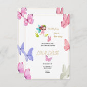 小さな妖精の蝶の赤ちゃんシャワーの侵入 出欠カード (正面/裏面)