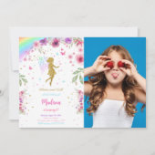 小さな妖精の誕生日パーティーの招待状と写真 招待状 (正面)