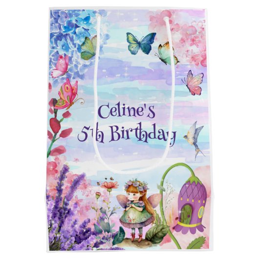 小さな妖精の誕生日ミディアム抱き枕 ミディアムペーパーバッグ (裏面)