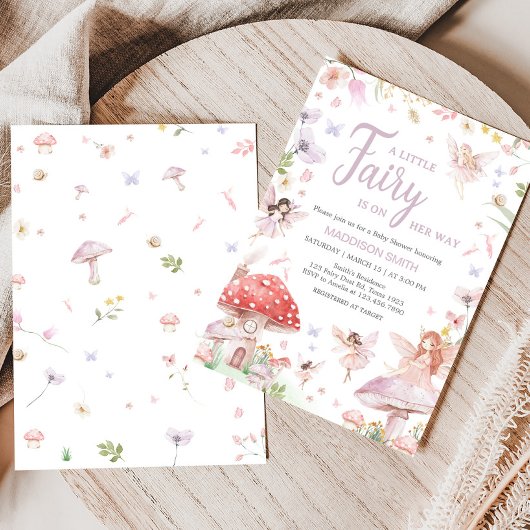 小さな妖精の赤お洒落ちゃんシャワー 招待状