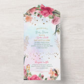 小さな妖精の赤ちゃん女の子シャワー オールインワン招待状 (内側)