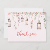 小さな妖精の魅惑ピンクの赤ちゃんシャワー サンキューカード (正面)