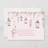 小さな妖精の魅惑ピンクの赤ちゃんシャワー サンキューカード (裏面)