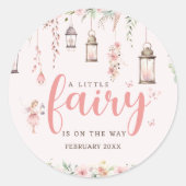 小さな妖精の魅惑ピンクの赤ちゃんシャワー ラウンドシール (正面)