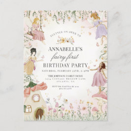小さな妖精の1歳の誕生日 魔法の庭の女の子 ポストカード