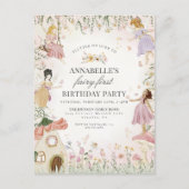 小さな妖精の1歳の誕生日 魔法の庭の女の子 ポストカード (正面)