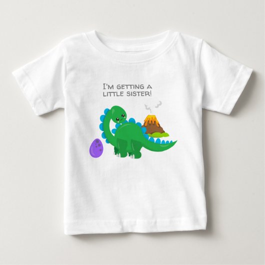 小さな妹ができちゃう緑の恐竜 ベビーTシャツ (正面)