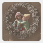 小さな子供たちが抱き締める スクエアシール (正面)