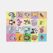 小さな子供のための漫画の野生動物 フリースブランケット (正面(横))