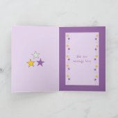 小さな子供へ男の子の紫の誕生日の写真の挨拶 カード (内部)